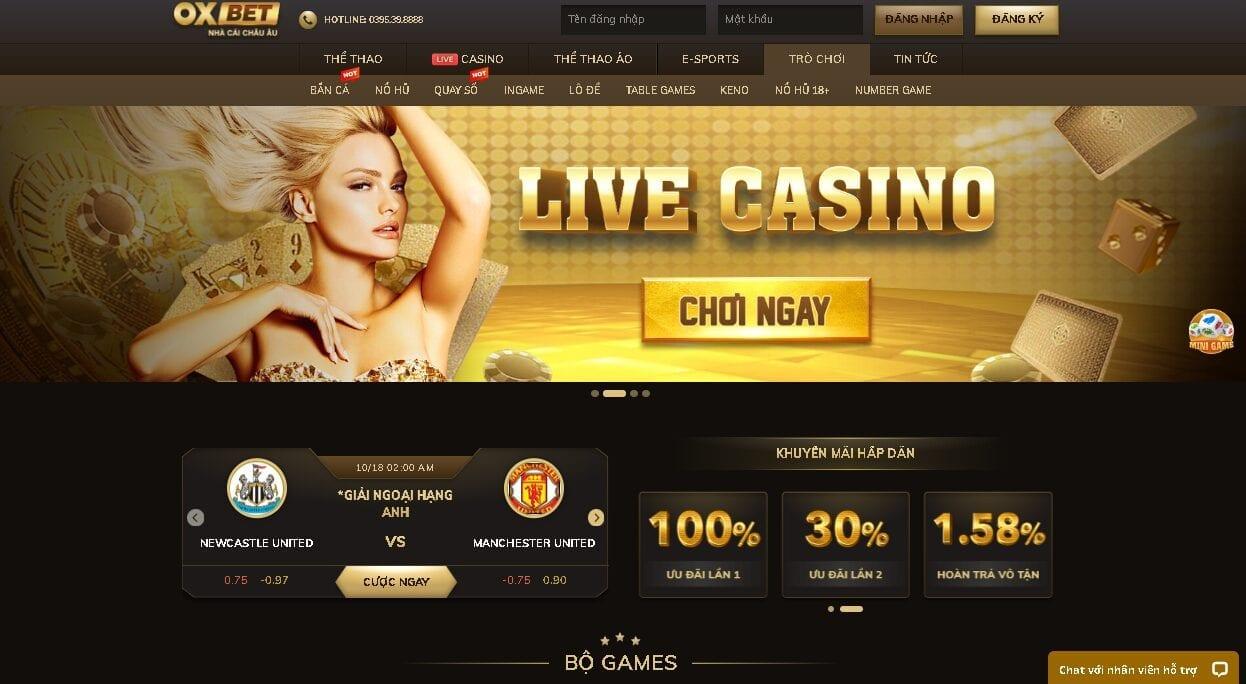 Khám phá các tựa game casino online Oxbet hấp dẫn